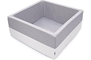 CRISTAL Rainbow Kids - Luxus Bällebad Bällepool Kunstleder Bällebecken Spielbälle Kugelbad Bällchenbad Spielbecken Ball Bällepool OHNE Bälle (Hellgrau-Weiß 90x90x40 - Quadrat)