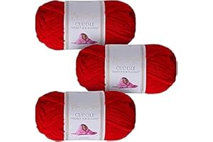 Utopia Crafts Cuddle Super Chunky Chenille Yarn Red, 100g 60m Ball, Fluffy, Soft & Easy to Use, Perfect for Crochet & Knitting, Machine Washable, Beginner-Friendly Wool Alternative - Pack of 3