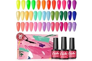 COSCELIA 20Pz Smalto Semipermanente Unghie Set,Colori Semipermanente Unghie 7ml UV Nail Polish Set, Smalti Gel Verde Rosa Viola Blu U V LED Soak-Off Smalti Gel Professionali Kit per Nail Art DIY