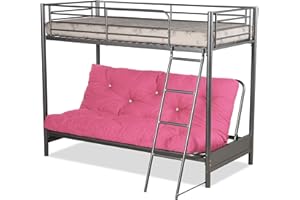 Humza Amani FUTON BUNK BED (With One Futon Mattress) IN SILVER METAL FINISH (Pink)