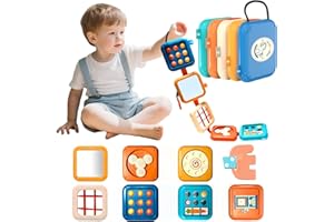 woollywink Jouet Bébé 1 an, Jouet Montessori 1 2 3 Ans, Jouet Sensoriel pour Enfant en Voyage Busy Board Montessori âge 12 18 Mois+, Motricité Cube d'Activité Empilable Jeux éducatif Cadeau Bébé
