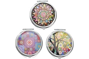 OHAODUO 3 portapillole rotonde in metallo, da viaggio, con 3 scomparti, portapillole con specchio, per uso quotidiano e in viaggio