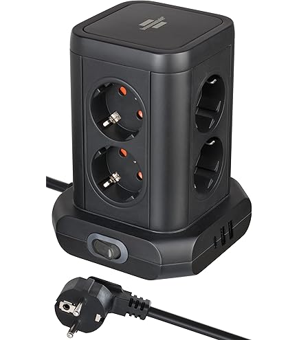 BRENNENSTUHL stekkerdoos met schakelaar 5-voudig met randaarde en 2x UBA A en 1x USB C 1,5 meter - wit-zwart (1159780615