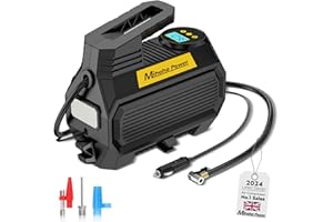 MIHOHO Tire Inflator Portable Air Compressor, Powerful 12V DC Digital Tire Pump with LED Light & Pressure Check for Cars, Bicycles, Motorcycles (Black)