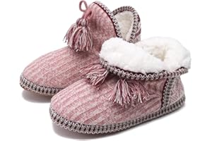 COFACE Coton Bottes Chaussons Femme Chaud Fourrure Doublé Bottines Dames Chaussures de Maison Enfiler Pantoufles Intérieur Antidérapant Caoutchouc Semelles