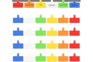 Trilancer Kabeletiketten Kabel Beschriftung Wiederverwendbar, 24 St Mehrfarbige Beschreibbare Kabel-Etiketten - 4 cm x 2 cm Schreibfläche Zum Identifizierung von Kabel, Groß. Drähten. Vielseitige