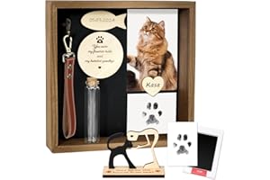 VavoPaw Cat Memorial Gifts for Loss of Cat, Pet Memorial Gifts for Cats, 8.6'' Shadow Box with Wooden Sculptures, Fur Jar, Sympathy Gift for Tabletop Display & Wall Hanging