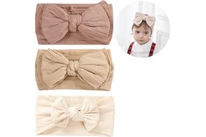 HCYANGZHANG 3 PCS Stirnband Baby Mädchen, Baby Girls Nylon Headbands, Baby Hair Band, Girls Elastic Nylon Headband with Bow, Toddler Girls Headwrap Turban as a Baby Photo Accessory
