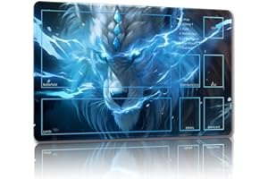 Malqiqi Playmat for MTG, with Free Storage Bags,Game Mat 24 x 14 inches, TCG and Board Game Mat for Cards,Mousepad Desk Mats (Lightning Leopard-Auxiliary Combat)