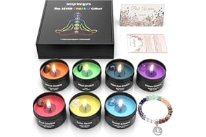 Inspireyes Velas de Los Chakras con Cristal Piedras Curativas Juego de Lujo de Cristal para La Meditación para Mujeres Velas Aromáticas Velas de Decoración Espiritual Velas Curativas para Yoga
