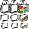 U-HOOME 9 Pcs Toy Storage Bags, Clear PVC Toys Storage Organizer Bags with Zipper, Toiletry Bags Travel Waterproof Toy Bags for Board Games, Building Blocks, Puzzles, Small Toys and Kids Books