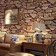 Beswitory 3D Effect Stone Stereo Imitation Texture Wallpaper Roll Non-Woven Retro Decoration Bedroom TV Wall Living Room Wallpaper Realistic Rustic Modern Accent Wallpaper Decoration
