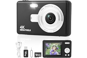 GERBALA Macchina Fotografica Digitale con Scheda 64GB, 1080P 40MP Fotocamera Digitale Compatta con Schermo LCD da 2,4" e Zoom 8X, Fotocamere Digitali Per Bambini Adolescenti Principianti (Nero)