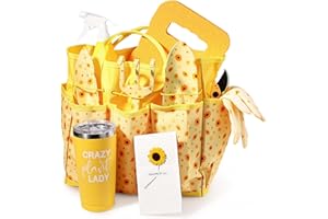 PROZWEE Sunflower Gardening Gifts for Women – Garden Tool Set with Heavy-Duty Hand Tools & Storage Bag – Bright Yellow Garden Kit for Her