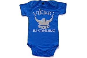 Naughtees Clothing - Viking in Training Printed Short Sleeved Babygrow Babysuit in 8 Colours and 4 Sizes