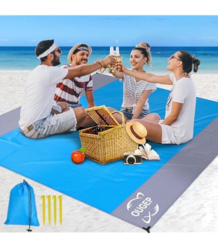 Coperta Spiaggia BYTLXM 210x200 Cm Impermeabile E Anti-Sabbia - Con Picchetti E Borsa Trasporto - Foto 10