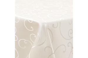 ‎HOMAXY Homaxy Tischdecke Abwaschbar Rechteckig 130x200cm Polyester Tischtuch Tafeldecke Jacquard Tischwäsche Ornamente Schmutzabweisend Pflegeleicht, Beige