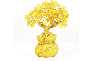 BWINKA Feng Shui Multi Color Piedra Natural Piedra Dinero Árbol Oficina Tabla Feng Shui Decoración Cristal Dinero Árbol
