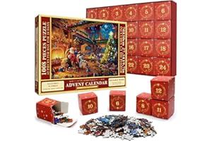 Dasfie Adventskalender 2024 Weihnachts Jigsaw Puzzle 24 Kartons | Adventskalender 2024 Kinder 1008 Teile Puzzle Weihnachtsgeschenkk FüR Jungen, MäDchen（70 X 50 Cm）