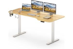 SANODESK Escritorio Elevable Eléctrico 160x75cm con Tablero Entero(con Gancho/Portabotellas), Standing Desk, Escritorio Ajustable en Altura con Tablero, Función de Memoria, para Trabajo/Hogar(Arce)