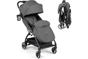 Ickle Bubba Aries Max Autofold Stroller - Feather-Light Design, Multi-Position Recline, Handy Auto-Fold Mechanism, Large Seat from Birth to 22kg with Footwarmer and Cup Holder (Graphite Grey)