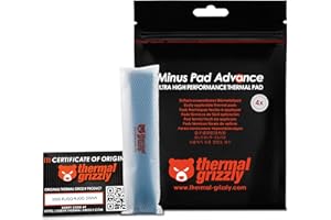 Thermal Grizzly Minus Pad Advance - 120x20x1.5mm 4-Pack Thermal Interface Pad, Electrically Non-Conductive, High Thermal Conductivity & Compressibility for SSDs, GPUs & Electronics