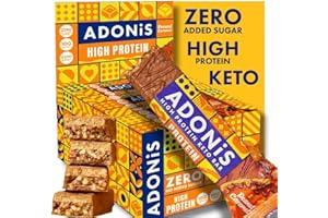 Adonis Keto Bars Caramel Peanut – 16 x 45g | Low Carb High Protein Snack Bars | 9g Protein, 2g Sugar | Keto-Friendly, High-Fiber | No Added Sugar | On-the-Go Snack Box