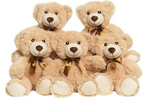 Yeqivo Ositos De Peluche Animal De Peluche Juguetes Regalo para Niño Novia 13.5 Pulgadas para Navidad Día De San Valentín Cumpleaños Boda Fiesta (Caqui,5 Pcs)