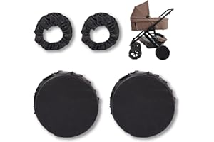 Zamboo Protection Roue Poussette | 4x Housse de Roue Poussette et Landau Universelle, Imperméable, Garde Coffre Voiture et Maison Propres - Noir