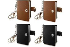 DHSWNNG Mini album na zdjęcia, 4 sztuki, z breloczkiem do kluczy, skórzany, mały album fotograficzny do samodzielnego ozdobienia, 2 cale, albumy fotograficzne, mały album na 20 zdjęć, dla przyjaciół i rodziny