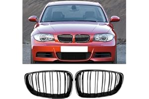 TTCR-II 2PCS Compatibile con BMW Serie 1 E81 E82 E87 E88 Griglia, Rene Anteriore Griglia a Doppia del Radiatore Nera per Serie 1 E81 E82 E87 E88 LCI-Facelift 2008 2009 2010 2011
