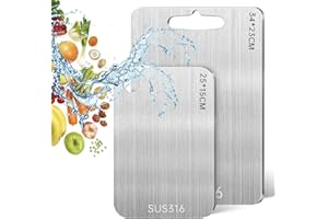 ROTKUSZ 2 Pezzi Tagliere in Acciaio Inossidabile 316, Multifunzione Tagliere Cucina per Uso per Carne, Frutta, Verdura(34 * 23cm+25 * 15cm)