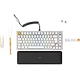 Glorious Gaming GMMK PRO 75% - Modular Mechanical Gaming Keyboard, TKL Size, 1.5kg Frame, Customisable, Fox Switches, Coiled Cable, Wrist Rest, White PBT Keycaps, RGB, English UK QWERTY Layout - White