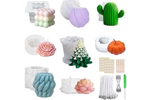 Vomkela 8 Stück Kerzenform Bubble Kerzen Kit, 3D DIY Silikonform Kerzen Gießen Formen Silikon mit 50 Kerzendocht Set, Kerzenformen zum Gießen für DIY Aromatherapie Kerzen,Heimdekorationen