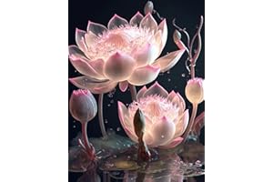 YZDZSW Diamond Painting Kits for Adults, DIY Paint by Numbers, 5D Diamond Painting Art Kits Colorful Paintings Pictures Art Craft for Home Wall Decoration (Pink Lotus)