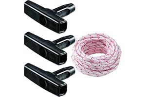 BPTZYLN 10 Meters 3.5mm Lawnmower Pull Cord Set Recoil Pull Cord String Pull Cords with 3 Pull Cord Handles for Tools Craftsman Chainsaw Lawn Mower Trimmer Use Saw Pull Cord