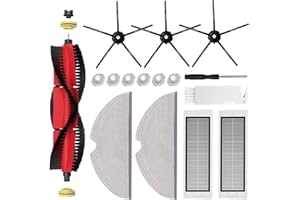 UPUPDAY Accessori Kit di Ricambi per Xiaomi Roborock S5 Max S6 Pure S6 MaxV S50 S51 S55 S5 S60 S65 S6 Aspirapolvere, 1 Spazzola Principale, 2 Filtri HEPA, 3 Spazzola Laterale, 2 Panno, 6 Filtri per l'acqua