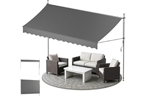 Sol Royal Store Banne Manuel sans Percage 3m – Store Balcon Enrouleur sans Percage avec Manivelle Auvent de Terrasse Pare-Soleil Extérieur UV Résistant Stores pour Patio Anthracite BM3