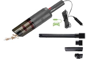 BEPER P202ASP402 Aspirador de Coche, 75W, Aspirador de Mano con Enchufe de Coche, Accesorios incluidos, Cable de 3 Metros, Depósito de 0,35L y Filtro HEPA Lavable, Gris