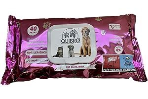 Quibropets Toallitas Húmedas con Clorhexidina para la Higiene de Patas de Perros y Gatos - Limpieza Profunda y Efectiva en un Solo Paso - Limpiador de Patas para Mascotas - 40 Unidades.