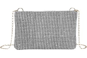 COZYPLC Women'S Clutches Shiny Evening Clutch Bag Sparkly Rhinestone Handbag Shiny Sequins Bags Glitter Chain Shoulder Bag Elegant Cross Body Shoulder Bag Fashion Prom Purses Wallet for Wedding Party