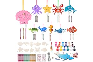 DIKENCE 5 6 7 8 9 10 Year Old Girls Gifts: Craft Kits for Kids Boys Girls Toys Age 4-12 Girl Gifts Birthday Presents for 6-7-8-9 Year Old Girl DIY Painting Wind Chime Sea Creatures Toy for Children Room Decor