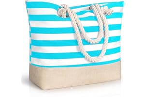 Zusentee Strandtasche,Strandtasche Damen,Strandtasche XXL Familie Extra Groß,Beach Bag Tote Bag mit Reißverschluss Wasserdichte Sanddichte für Strand Reisen Pool Fitnessstudio