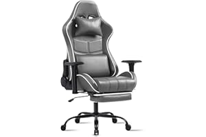 Fruyyzl Sedia da Gioco per Adulti, Sedia da Ufficio Ergonomica con Schienale Regolabile, Poltrona da Gioco con Poggiatesta E supporto Lombare, Seduta da Gioco Girevole con Bracciolo(Scuro)