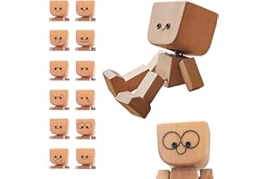 FLANLIY Shaking Wooden Man Figurine, Figurine D'Homme En Bois Tremblant IntéRessant 8x5 Cm , Car Dashboard Decoration Figurines D'Homme En Bois Qui Secoue Les Pieds,Pour Ornements DéCoratifs Voitures (B)