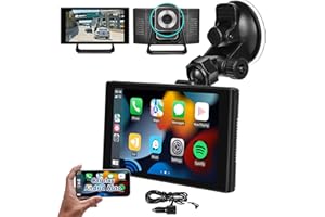HODOZZY Przenośne radio samochodowe Digital Media Receiver Wireless Apple CarPlay & Android Auto kamera Bluetooth 4K przednia kamera na deskę rozdzielczą, odtwarzacz multimedialny, 5 cali, ekran dotykowy,