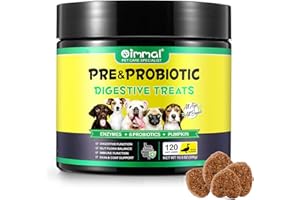 PLOBRT Probiotiques pour Chiens - Probiotiques pour Chiens pour la Santé Intestinale et la Digestion, Tous les âges et Races, 120 Probiotiques mastics, Goût de Canard