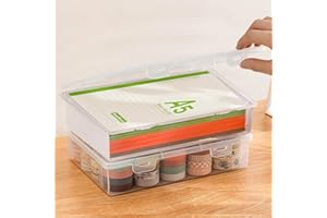 Nuyoah Aufbewahrungsbox mit Deckel A5 Kunststoffbox Klein 2Stk Plastikbox mit Deckel Stiftebox Tragbare Archivbox mit Snap-Dicht Stapelbare für Papier Schreibwaren Kosmetika Werkzeugteile