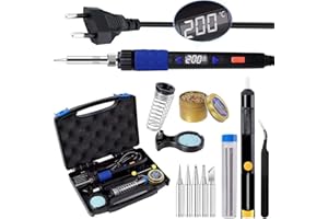 Saldatore Kit, LYLIN Saldatore a Stagno Professionale Temperatura Regolabile Saldatore Elettrico con Schermo Digitale LCD, Funzione di Correzione della Temperatura, Funzione Sleep (Pacchetto 65W)