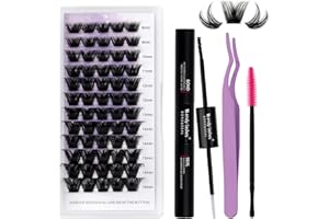 WENDY LASHES Kit Pestañas Postizas Individuales D Curl 0.07mm ZW06 Cluster Lashes Kit Pestañas en Racimo 8-16mm Extensiones de Pestañas Individuales DIY Cluster Lash Extension